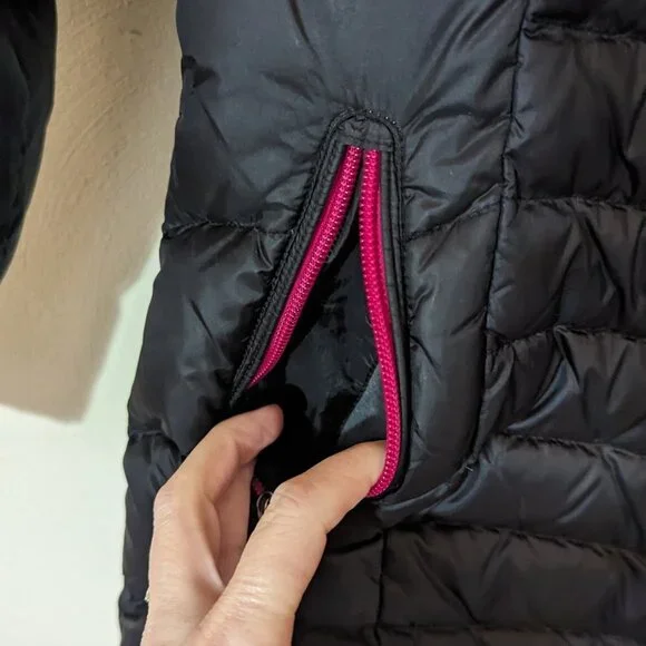 Eddie Bauer Down Long Tunic Length Puffer Parka Coat Black Fushcia Girls L 14-16 - Picture 16 of 16